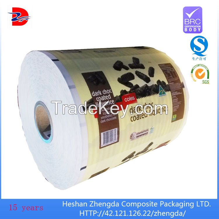 Food grade safe pe laminated kraft paper plastic film for chocolate, candy