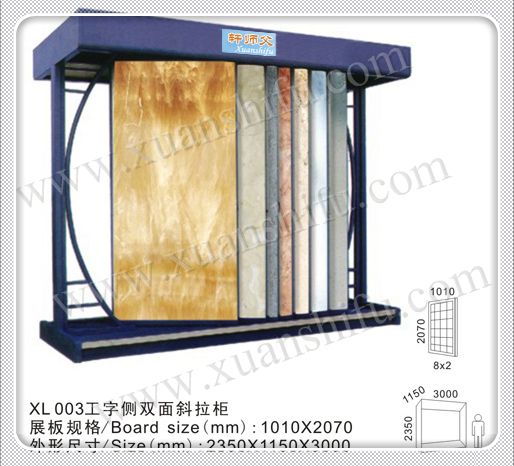 I shaped cable-stayed showroom display rack for ceramic tiles