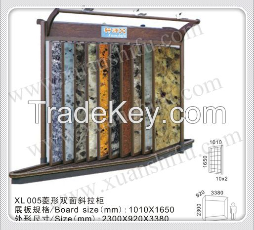 Diamond type Two sides cable-stayed tiles diplay rack with ceramic tiles