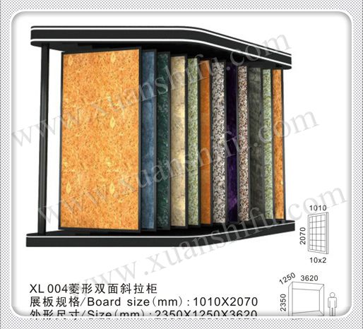 diamond typed double side cable-stayed showcase showroom display rack for ceramic tiles