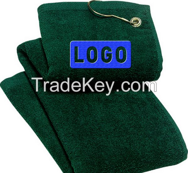 SG2, custom embroidery logo cotton golf towel with clip and grommet