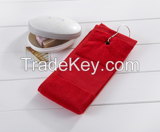 SG2, custom embroidery logo cotton golf towel with clip and grommet