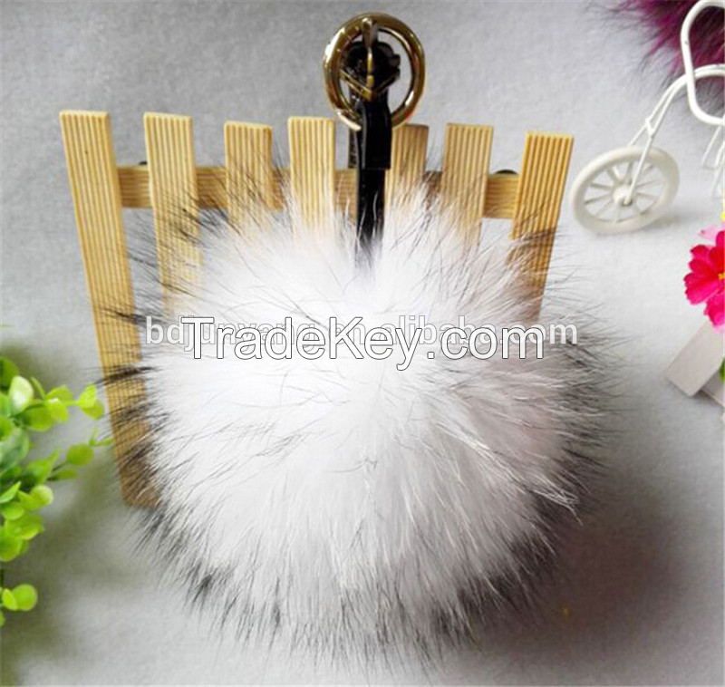 Fashion raccoon fur pom pom ball keychain accessory