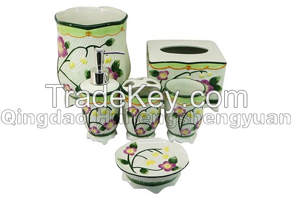 100% handpainted ceramic bathroom set