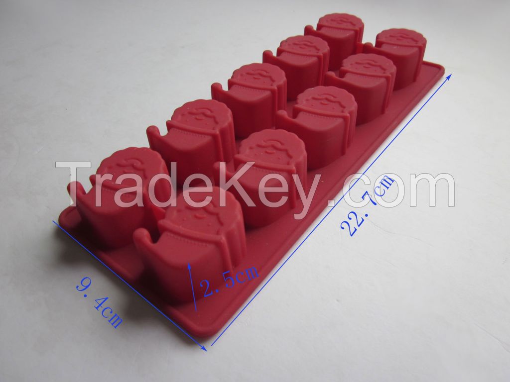 silicone  Santa Claus chocolate and ice cube tray molds