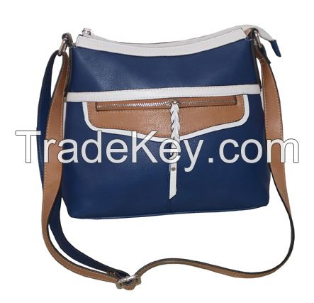 Navy/tan/white multi color cross body shoulder bag