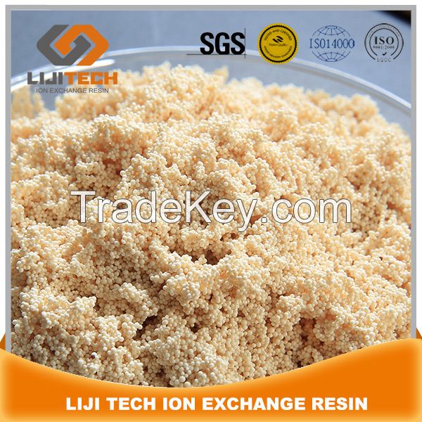 polystyrene matrix of gel type strong acid cation exchange resin