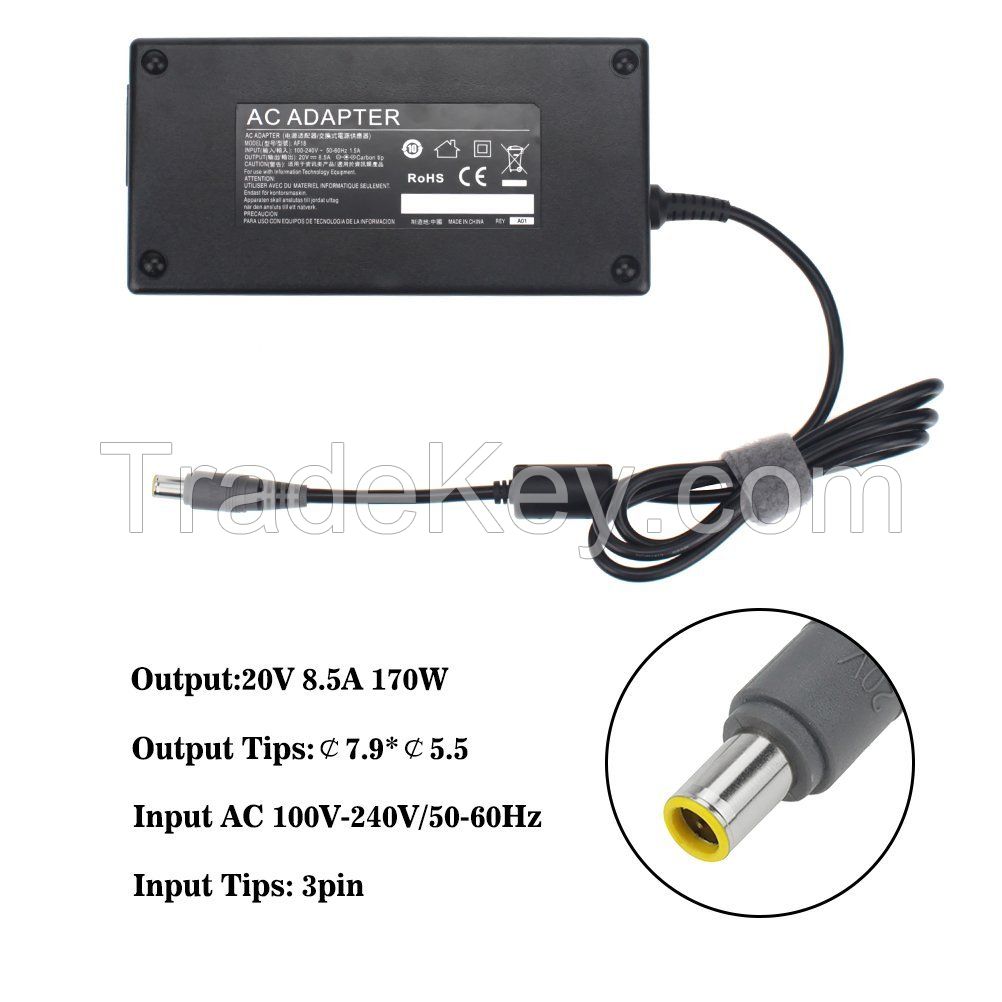 Power Adapter 170W 20V 8.5A Replacement for Lenovo ThinkPad Charger 7.9x5.5mm