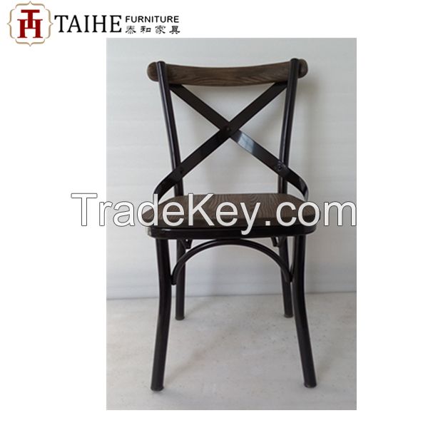 No Folding Metal Chair For Home Furniture Design With Wooden Seat