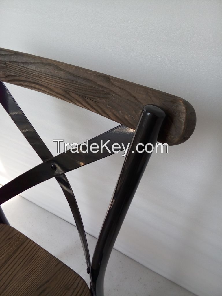 No Folding Metal Chair For Home Furniture Design With Wooden Seat