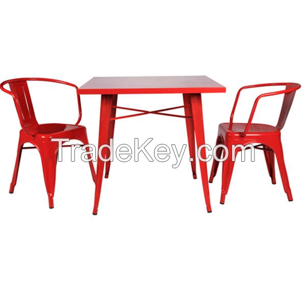 Dining Room Furniture Square Metal Wooden Table