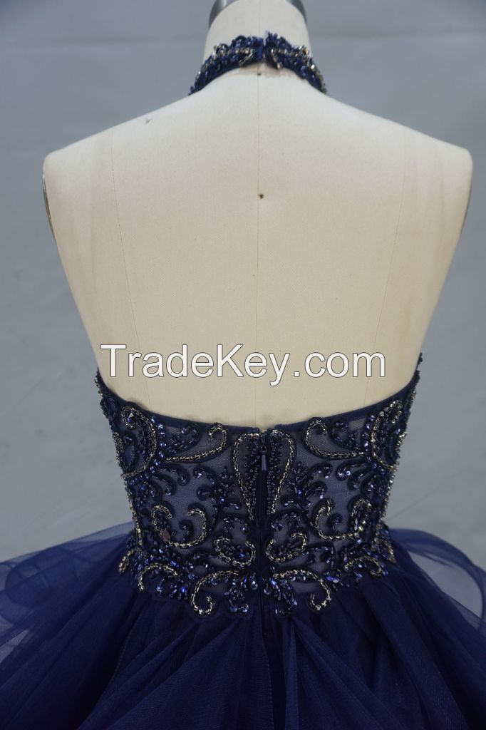 evening dress romantic handmade beading sleeveless sexy top high neck