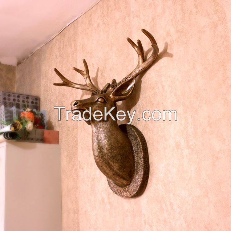 China resin antique decorative deer head wall art decor