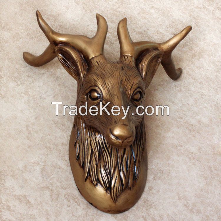 China resin antique decorative deer head wall art decor