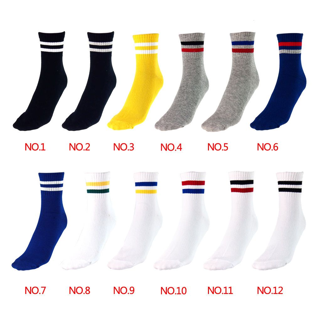 Men Cotton strip sports Mid Socks