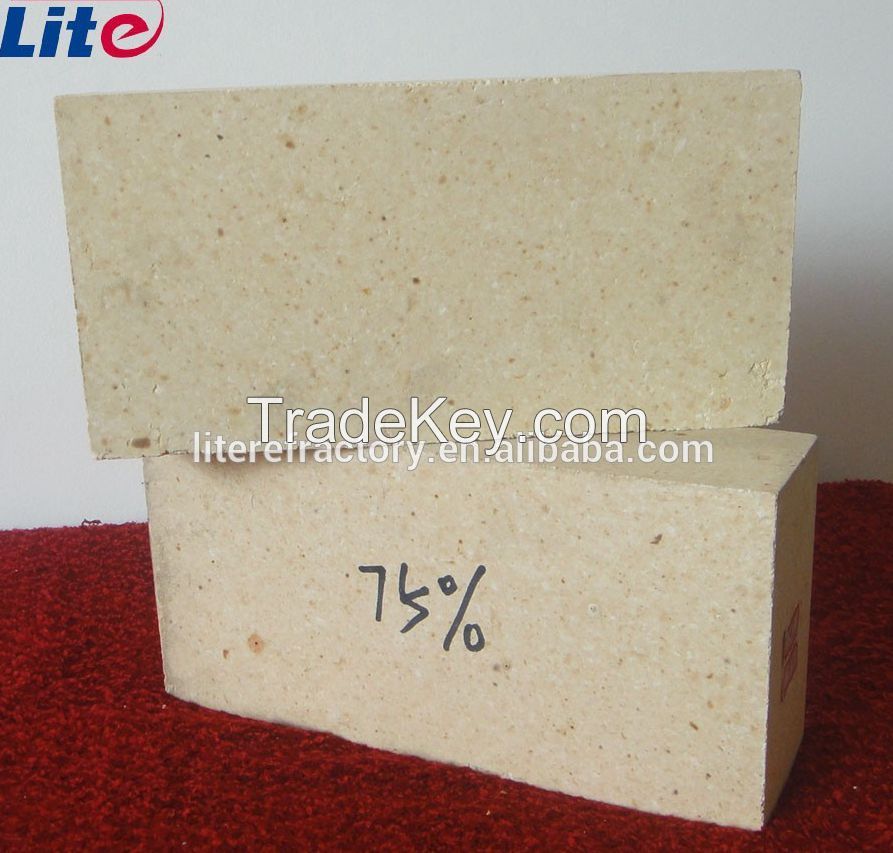 High 60% 65% 75% Al2O3 good wear-resistant high alumina refractory brick