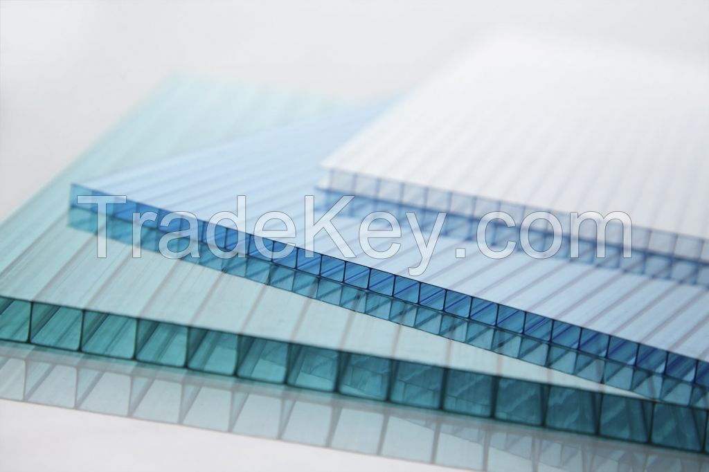 100% virgin materials SGS &amp;amp; ISO certification Clear UV protected PC hollow sheet for Polycarbonate greenhouse building materials