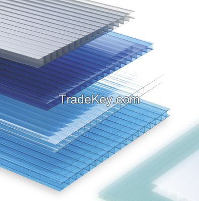 SGS certification Clear Polycarbonate double-wall Plastic hollow sheet in Guangzhou