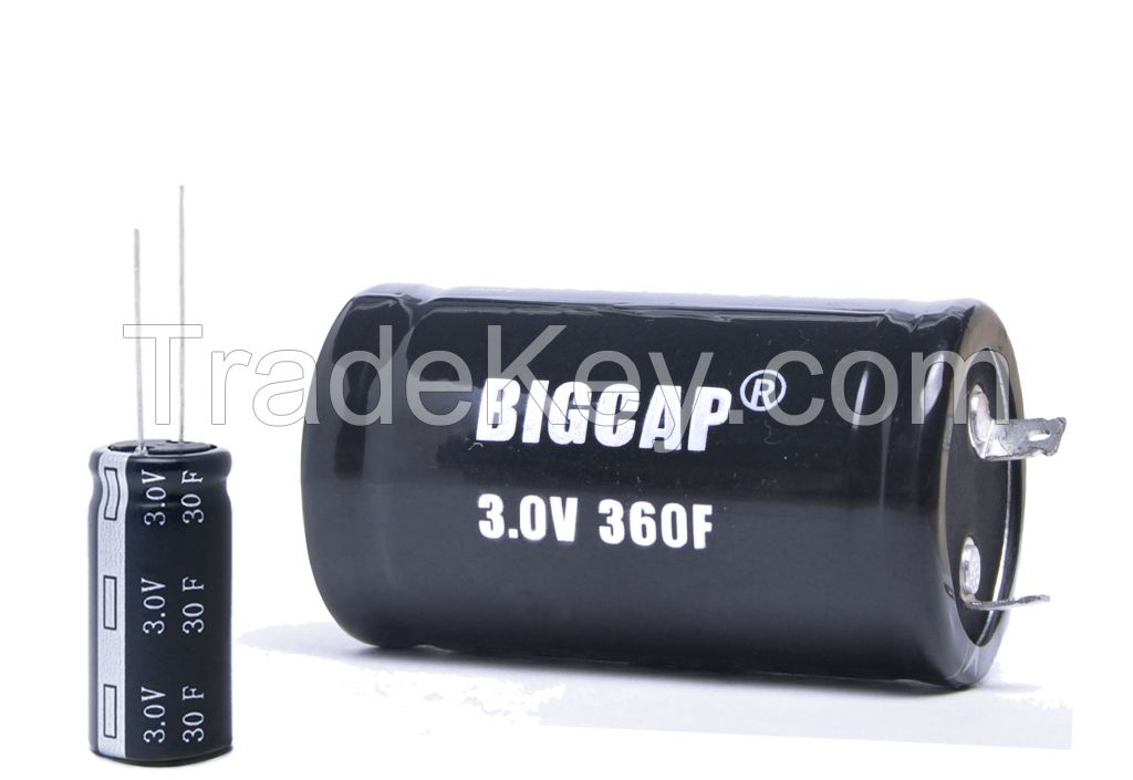 Winding Type Supercapacitor 3.0V Series, High Voltage up to 3.0V, 1.0f ~360f, High Temprature up to 85c