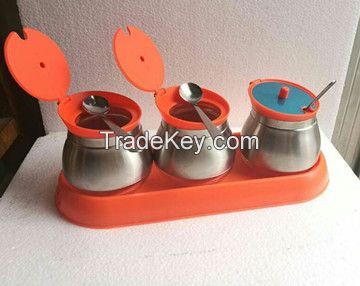 Glass storage canister with ladle stainless steel set