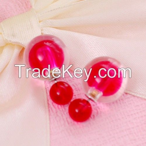 Cheapest Earrings Elegant Korean Style Candy Color Ball-shaped Ear Nails Earrings Rose