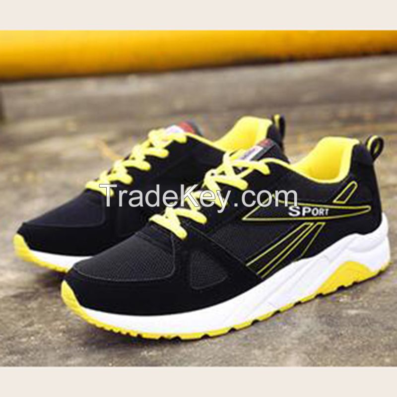 Cheapest Sneakers New Korean Fashion Breathable Mesh Casual Sports Running Shoes Black Yellow