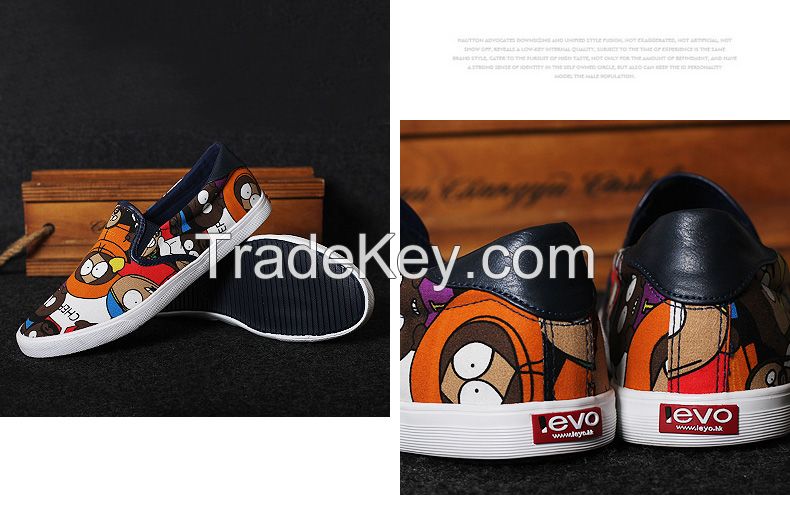 LEYO summer man shoes navy,black,canton print, pu piping casual shoes classic slip-on sneaker