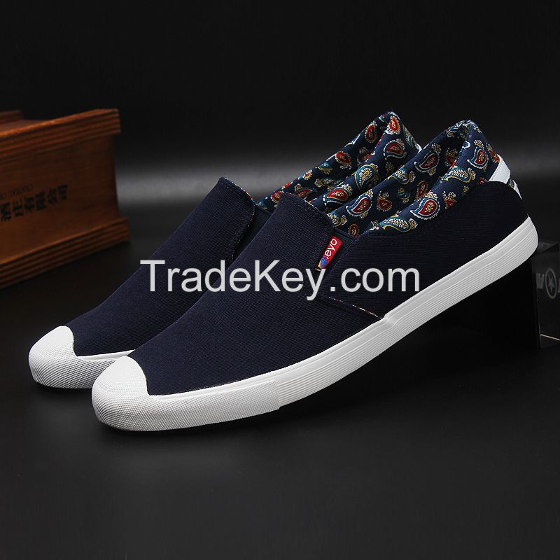 LEYO 2016 spring man shoes black, navycanvas casual shoes slip-on sneaker