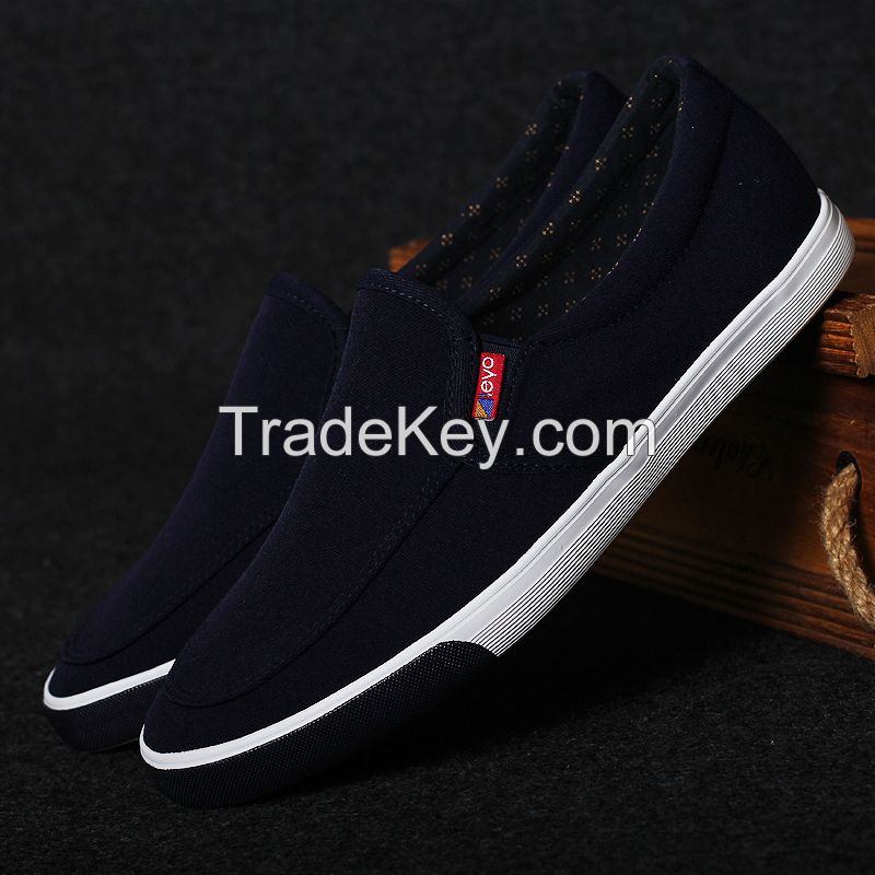 LEYO summer man shoes navy, black canvas casual shoes classic slip-on sneaker
