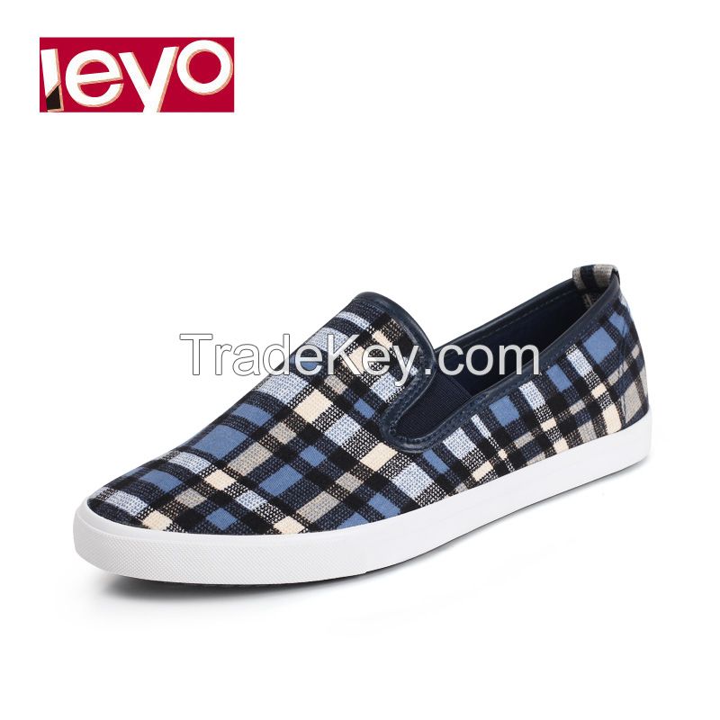 LEYO 2016 summer man shoes navy , wine checkered with pu piping casual shoes classic slip-on sneaker