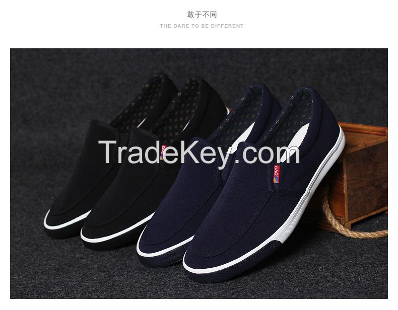 LEYO summer man shoes navy, black canvas casual shoes classic slip-on sneaker