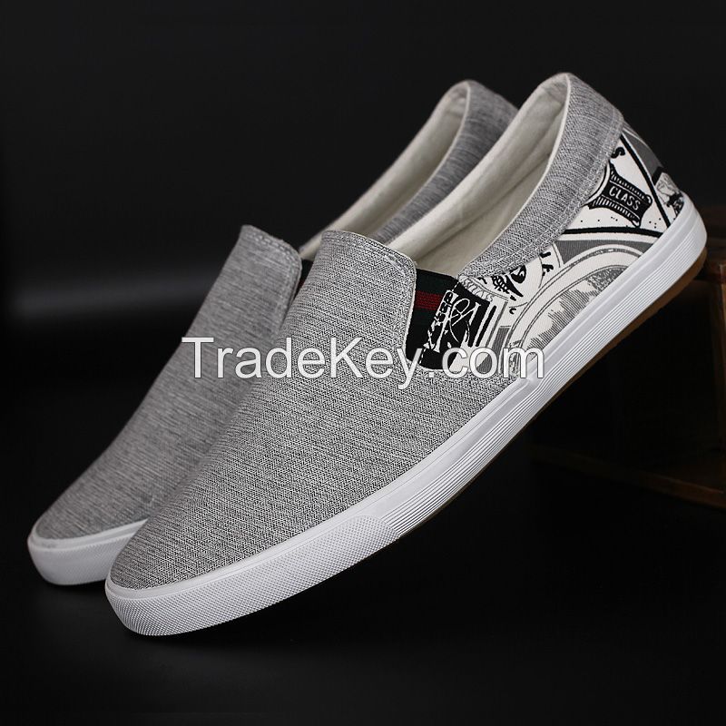 LEYO summer man shoes navy, black color block canvas casual shoes classic slip-on sneaker