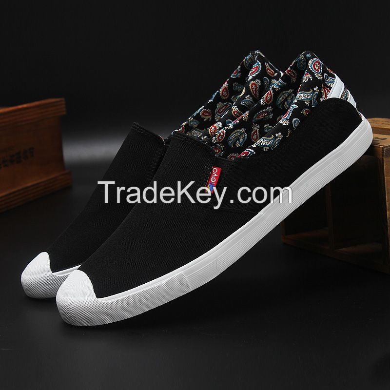 LEYO 2016 spring man shoes black, navycanvas casual shoes slip-on sneaker