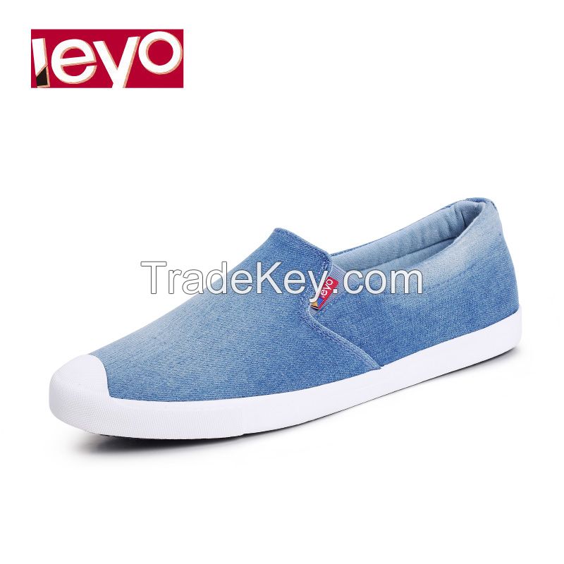 LEYO summer man shoes navy, light blue denim casual shoes classic slip-on sneaker