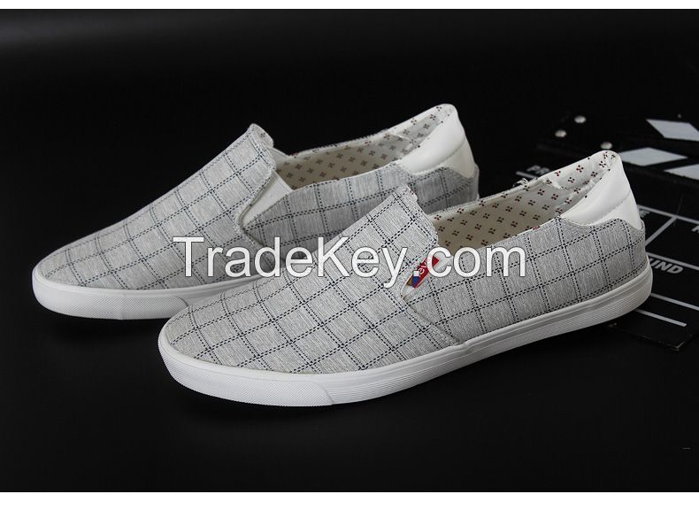 LEYO summer man shoes checked box textile casual shoes fashion slip-on sneaker