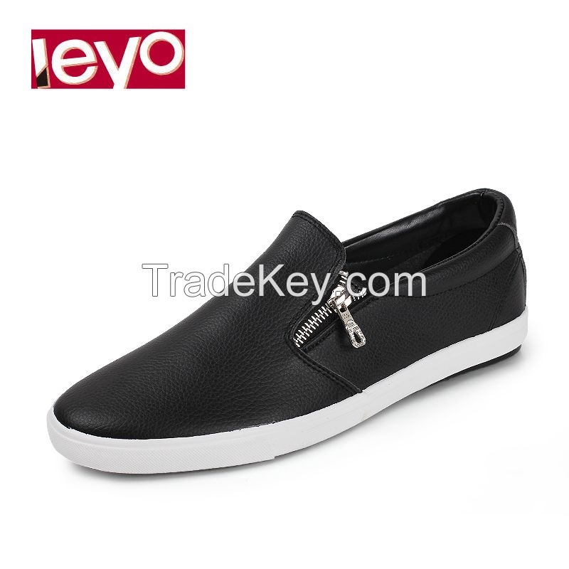 LEYO summer man shoes shiny fake leather with zipper casual shoes fashion slip-on sneaker