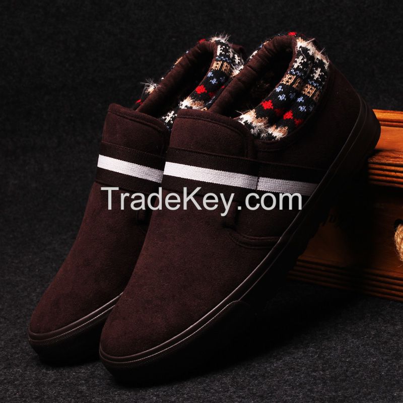 LEYO winter man shoes fake leather with textile collar casual shoes fashion slip-on sneaker