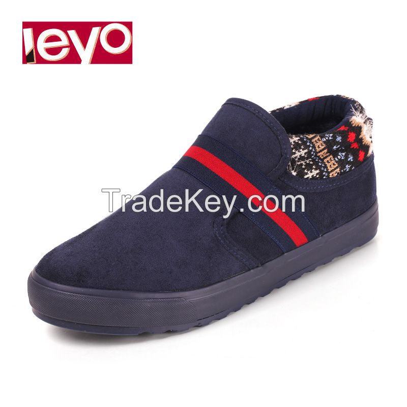 LEYO winter man shoes fake leather with textile collar casual shoes fashion slip-on sneaker