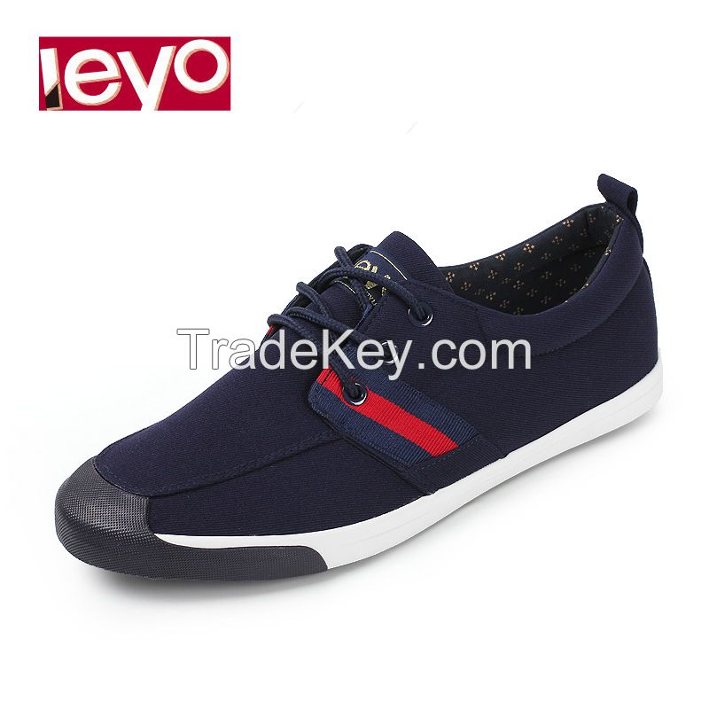 LEYO summer man shoes black or navy color block twill casual shoes fashion lace-up sneaker