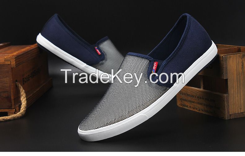 LEYO summer man shoes mesh with canvas casual shoes fashion slip-on sneaker