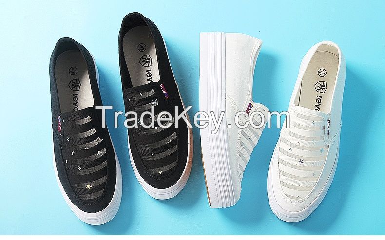 LEYO 2016 summer woman casual shoes shiny canvas  slip-on sneaker