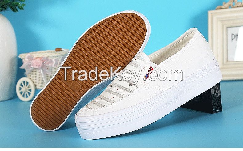 LEYO 2016 summer woman casual shoes shiny word canvas platform slip-on sneaker