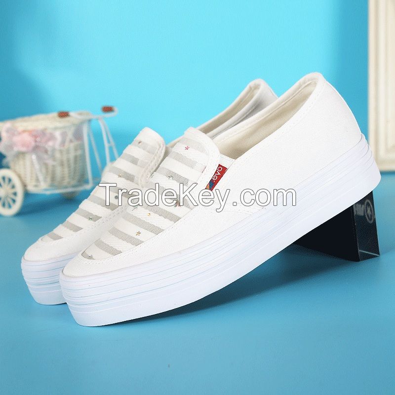 LEYO 2016 summer woman casual shoes shiny canvas  slip-on sneaker