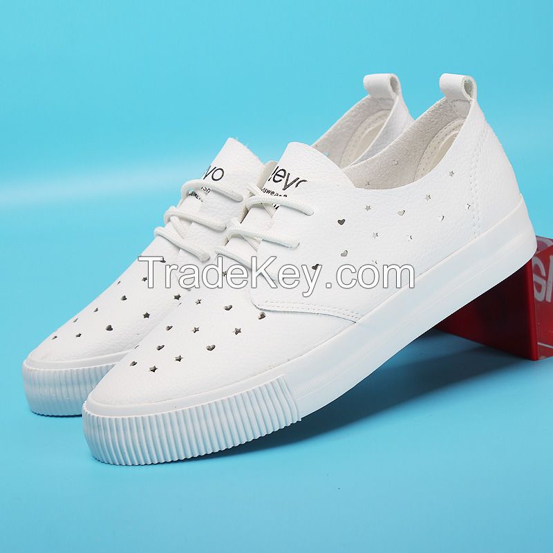 LEYO 2016 summer woman casual shoes laser punch pu lace-up sneaker