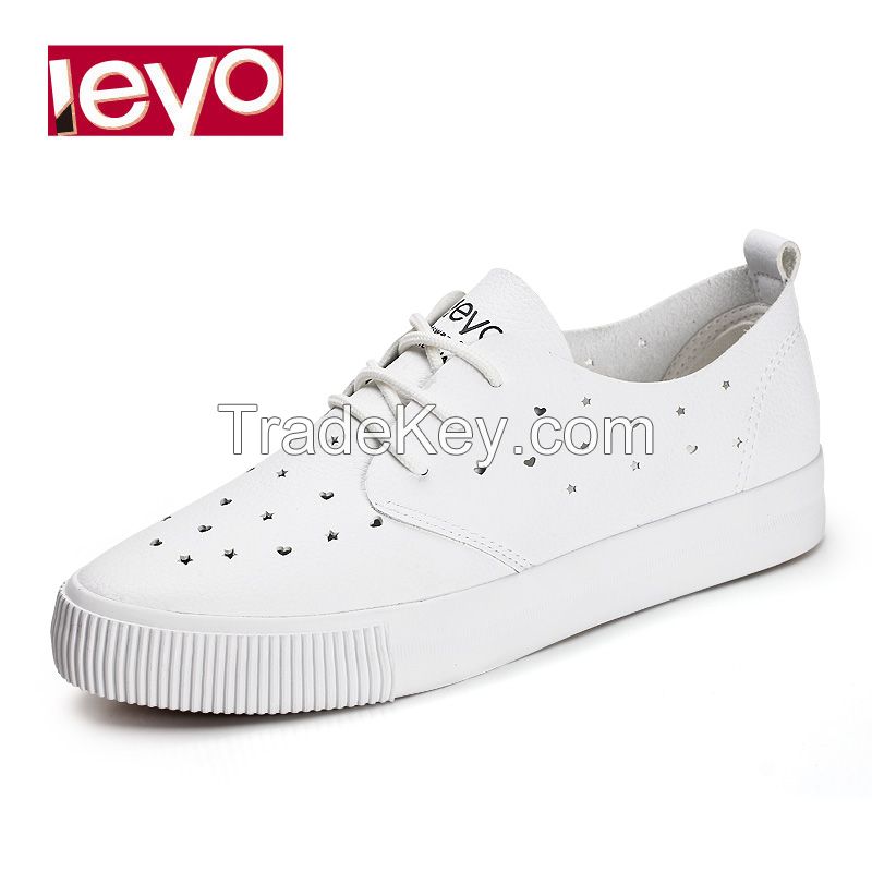 LEYO 2016 summer woman casual shoes laser punch pu lace-up sneaker