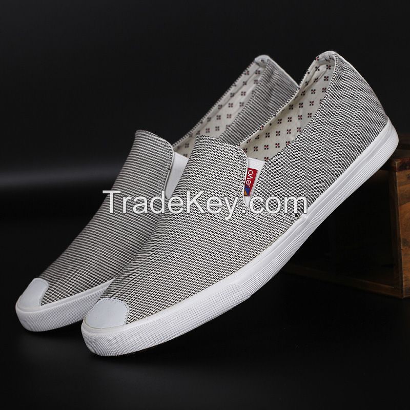 LEYO summer man shoes stripe fabric casual shoes fashion slip-on sneaker