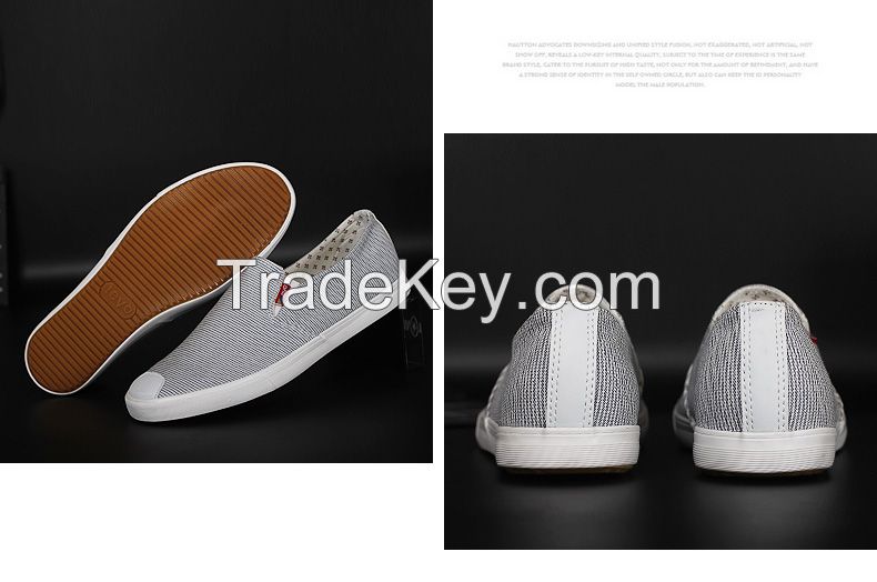 LEYO summer man shoes stripe fabric casual shoes fashion slip-on sneaker