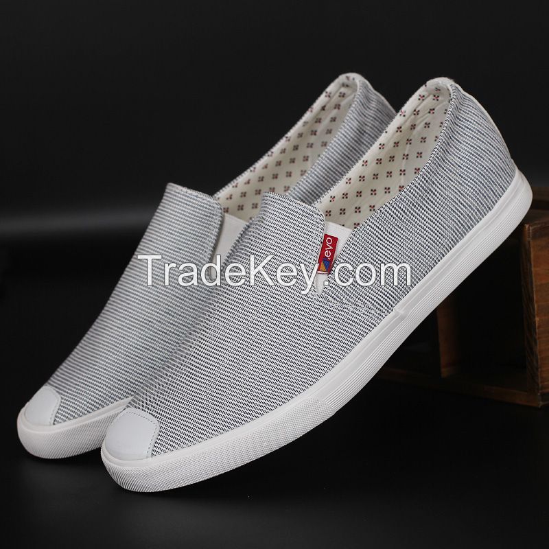 LEYO summer man shoes stripe fabric casual shoes fashion slip-on sneaker