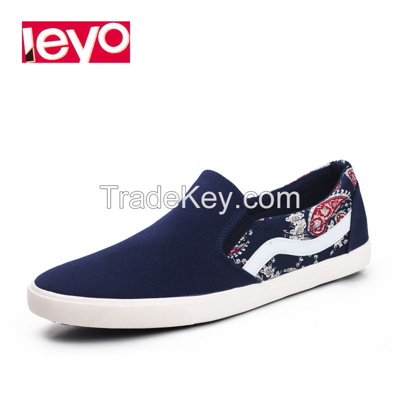 LEYO summer man shoes canvas print fabric casual shoes fashion slip-on sneaker