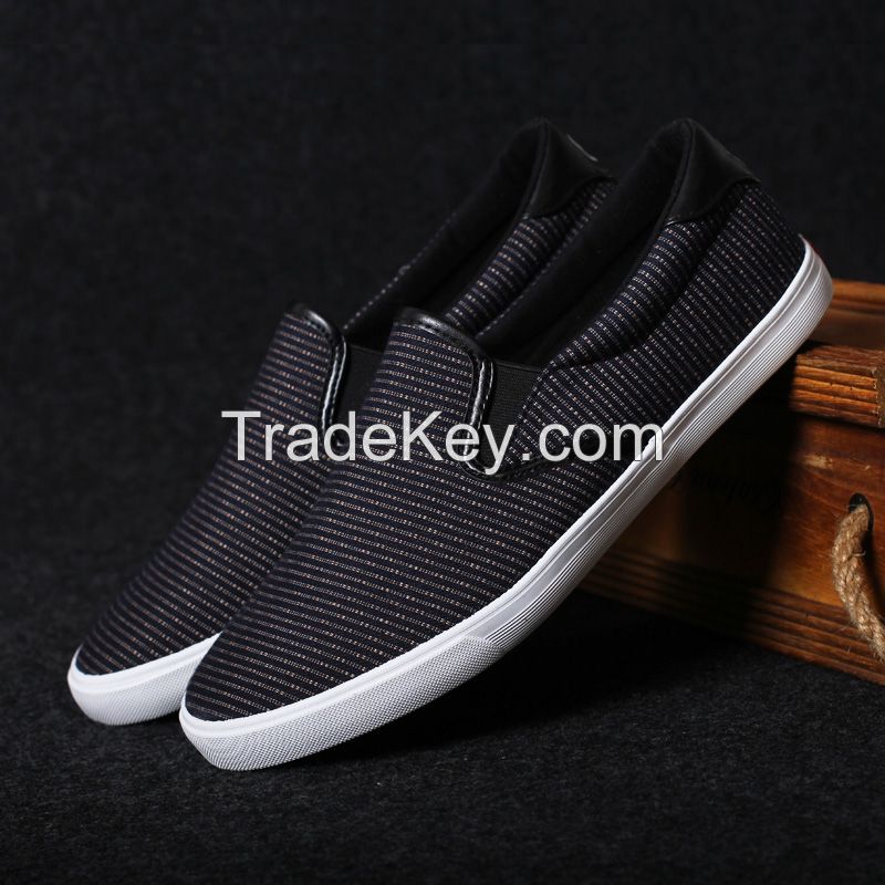 LEYO summer man shoes stripe fabric casual shoes fashion slip-on sneaker